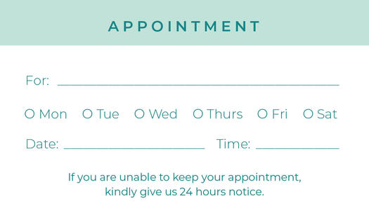 Business Appointment Cards 3.5 x 2 - Back